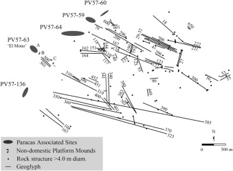 Emplazamientos arqueológicos donde se sitúan los geoglifos de Chincha (Stanish et al, 2014, p. 7220).